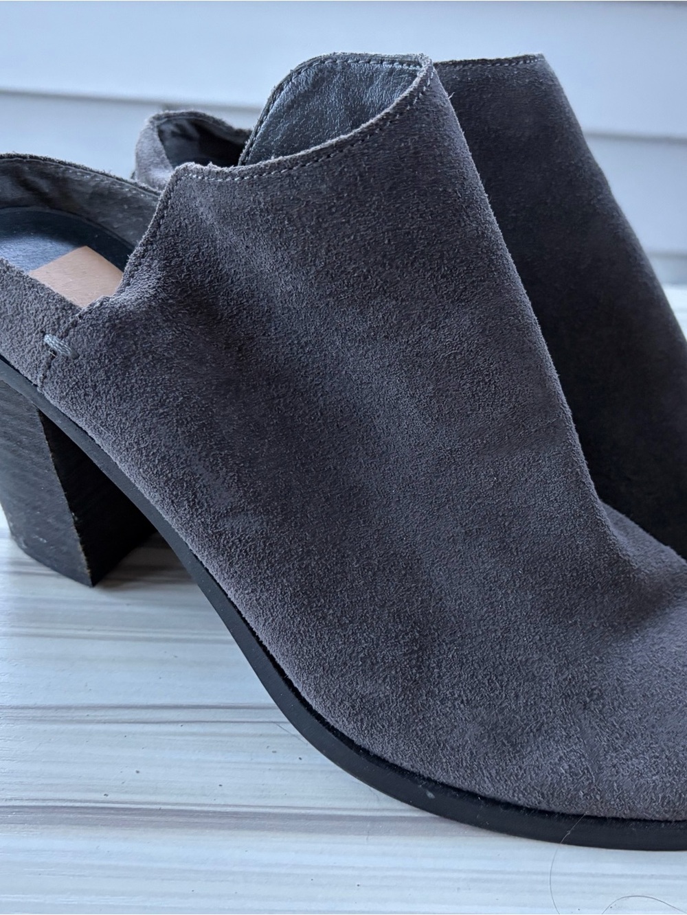 Dolce Vita Women’s Grey Suede Block Heel Mules
